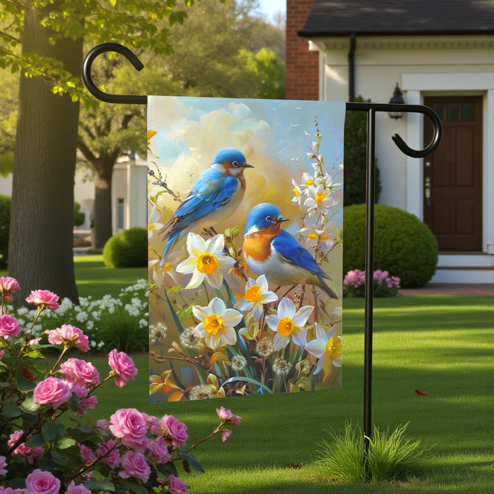 Yellow Daffodil Blue Birds Garden Flag