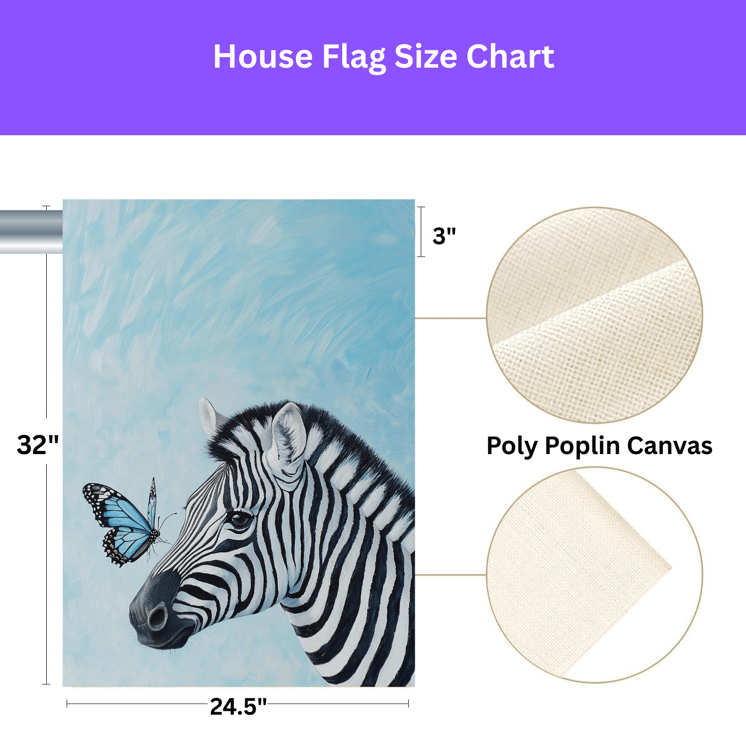 Zebra and Butterfly Garden Flag - Image 4