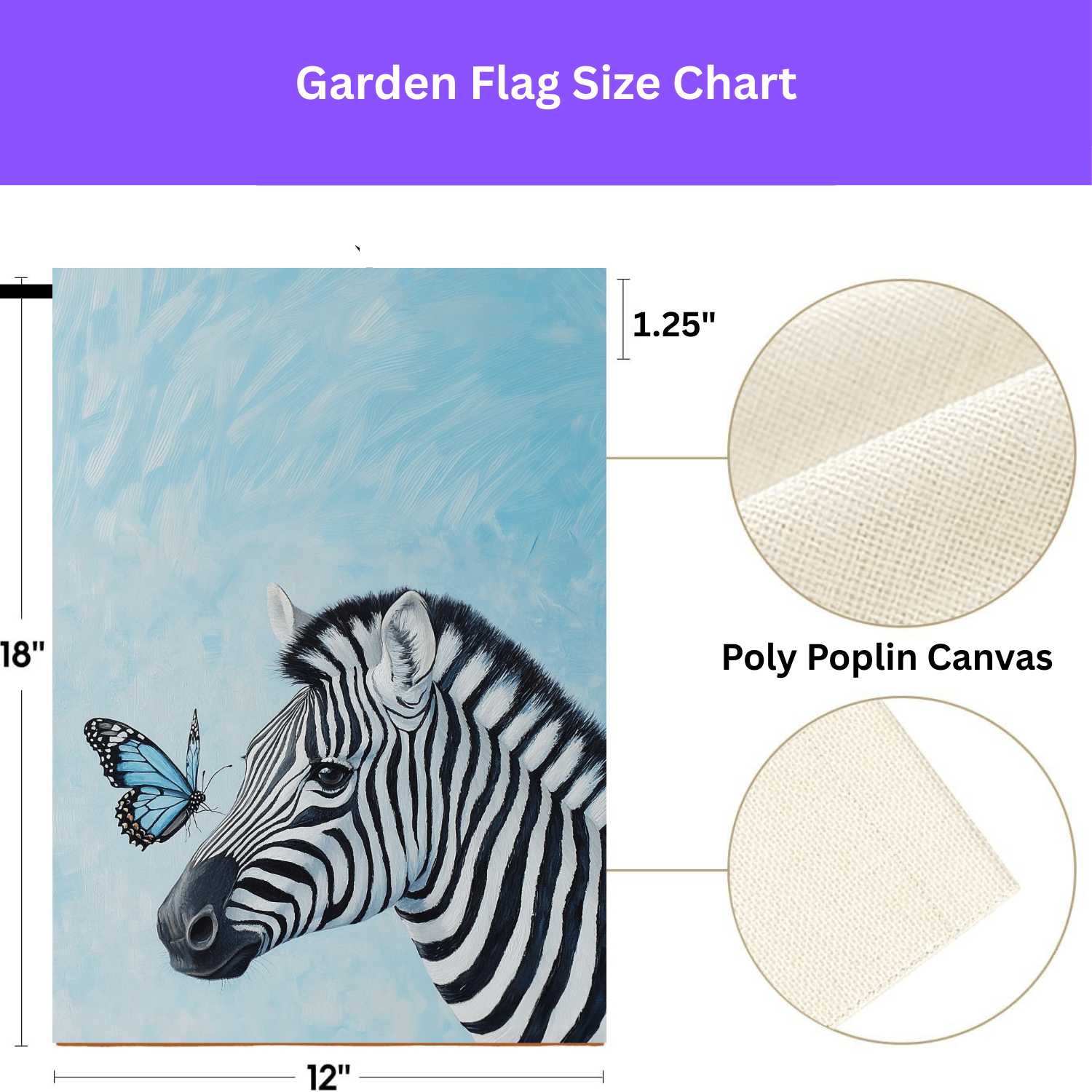 Zebra and Butterfly Garden Flag - Image 3
