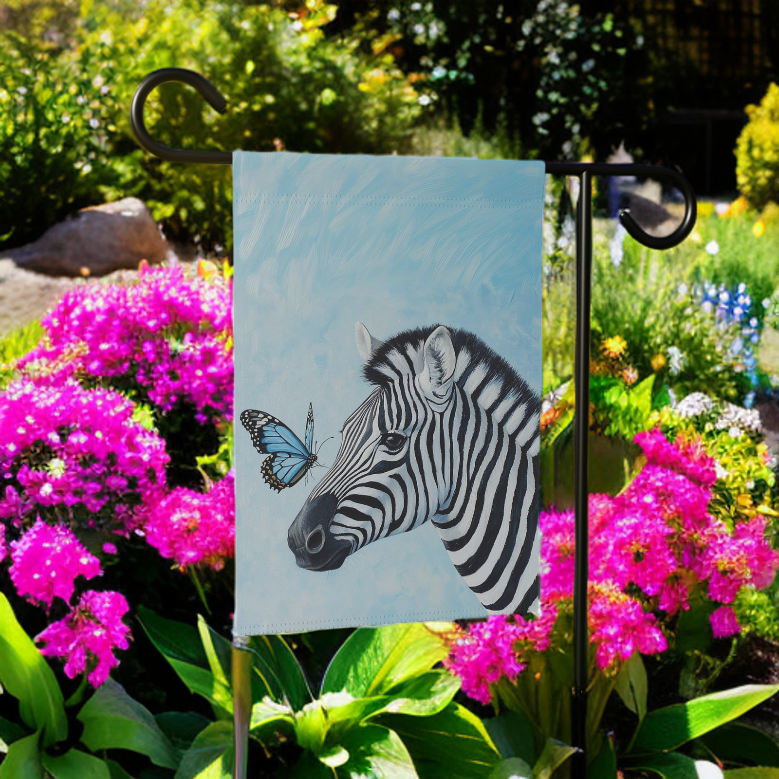 Zebra and Butterfly Garden Flag - Image 5