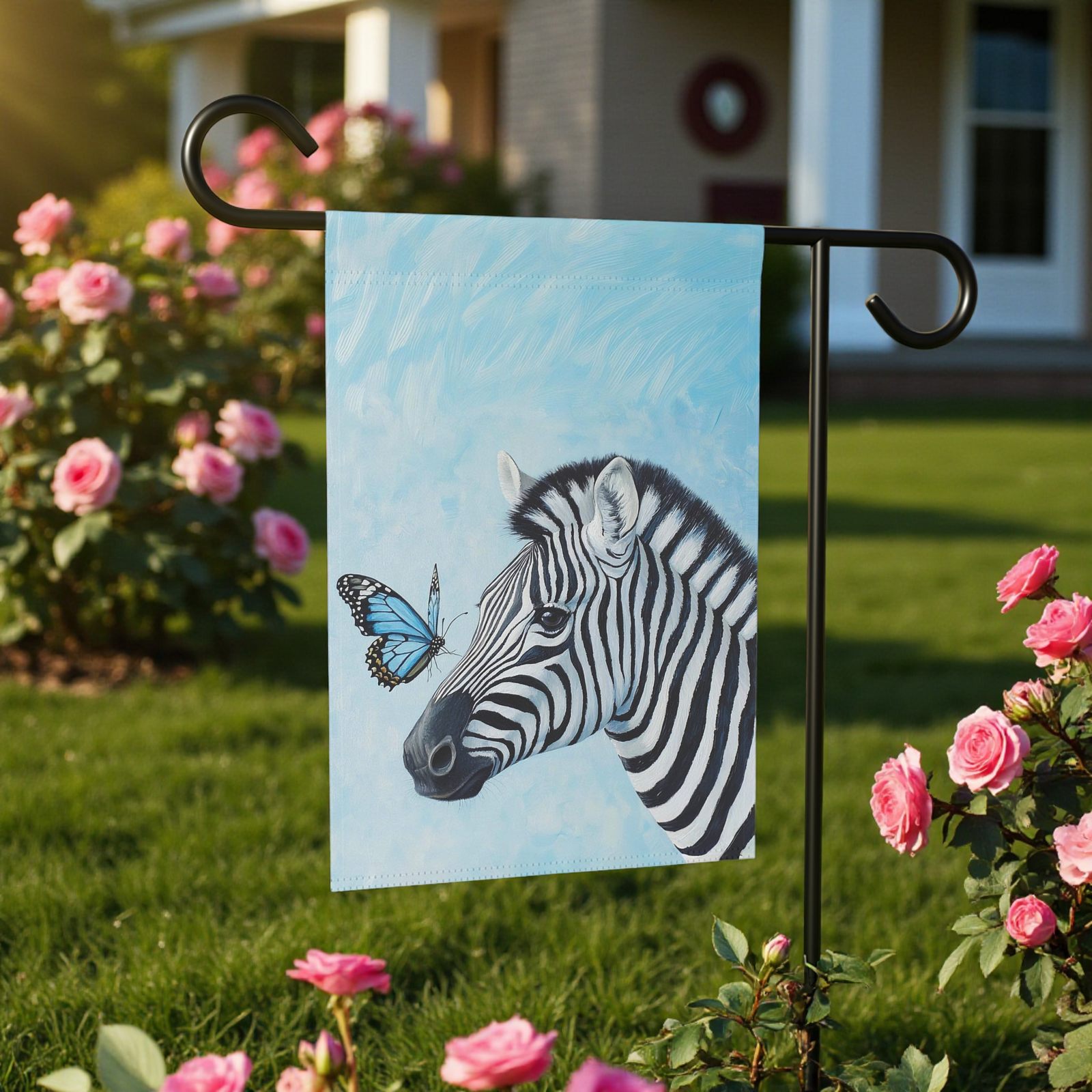 Zebra and Butterfly Garden Flag - Image 6
