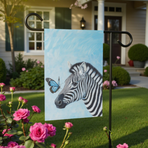 Zebra and Butterfly Garden Flag
