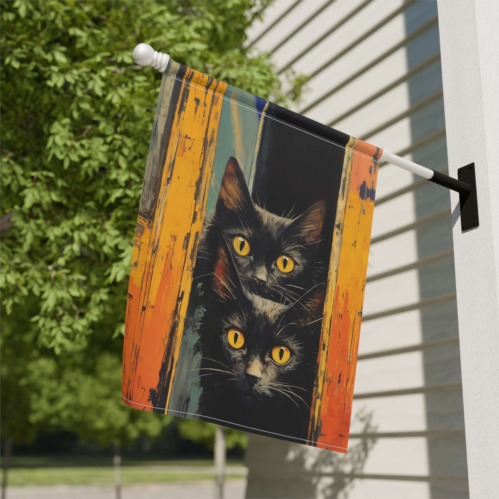 Two Yellow Eye Black Cats Garden Flag - Image 9