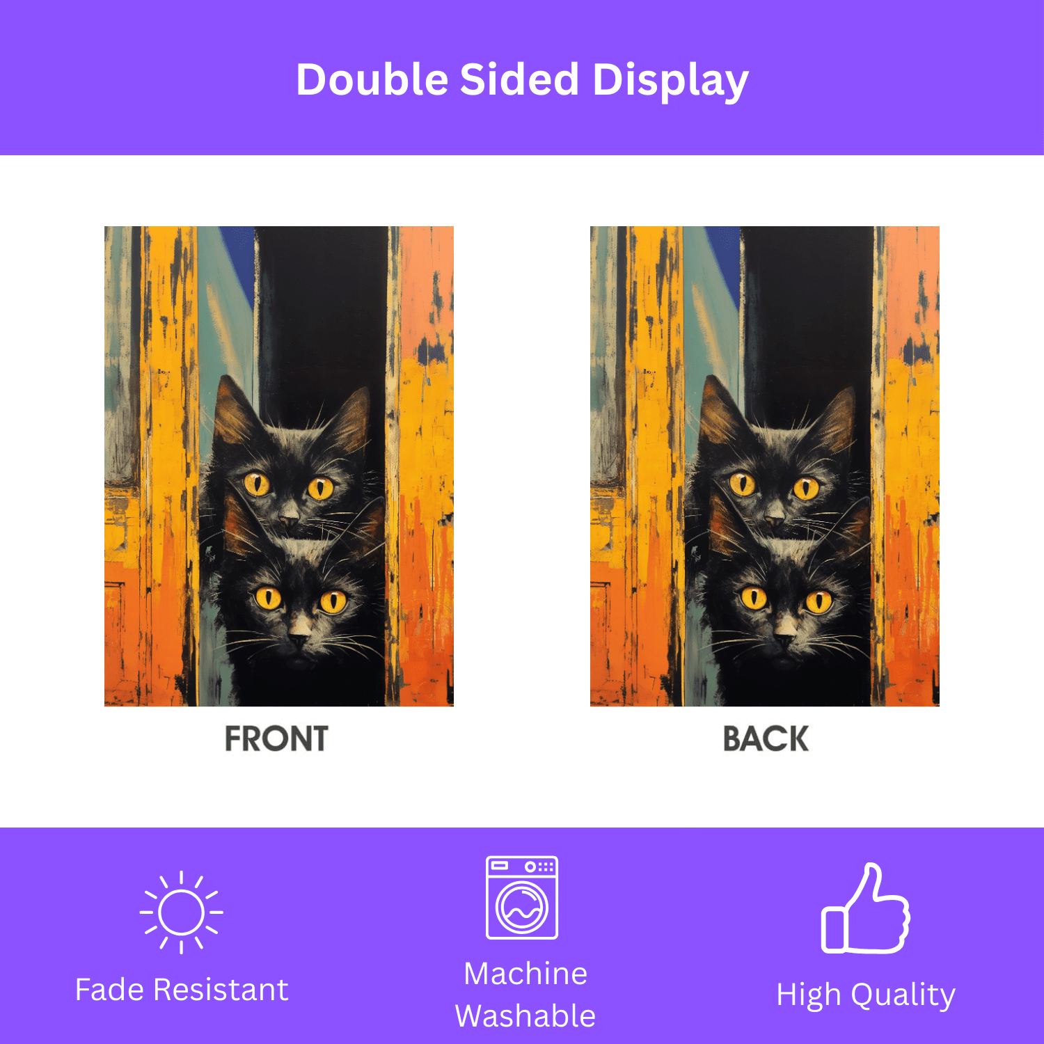 Two Yellow Eye Black Cats Garden Flag - Image 2