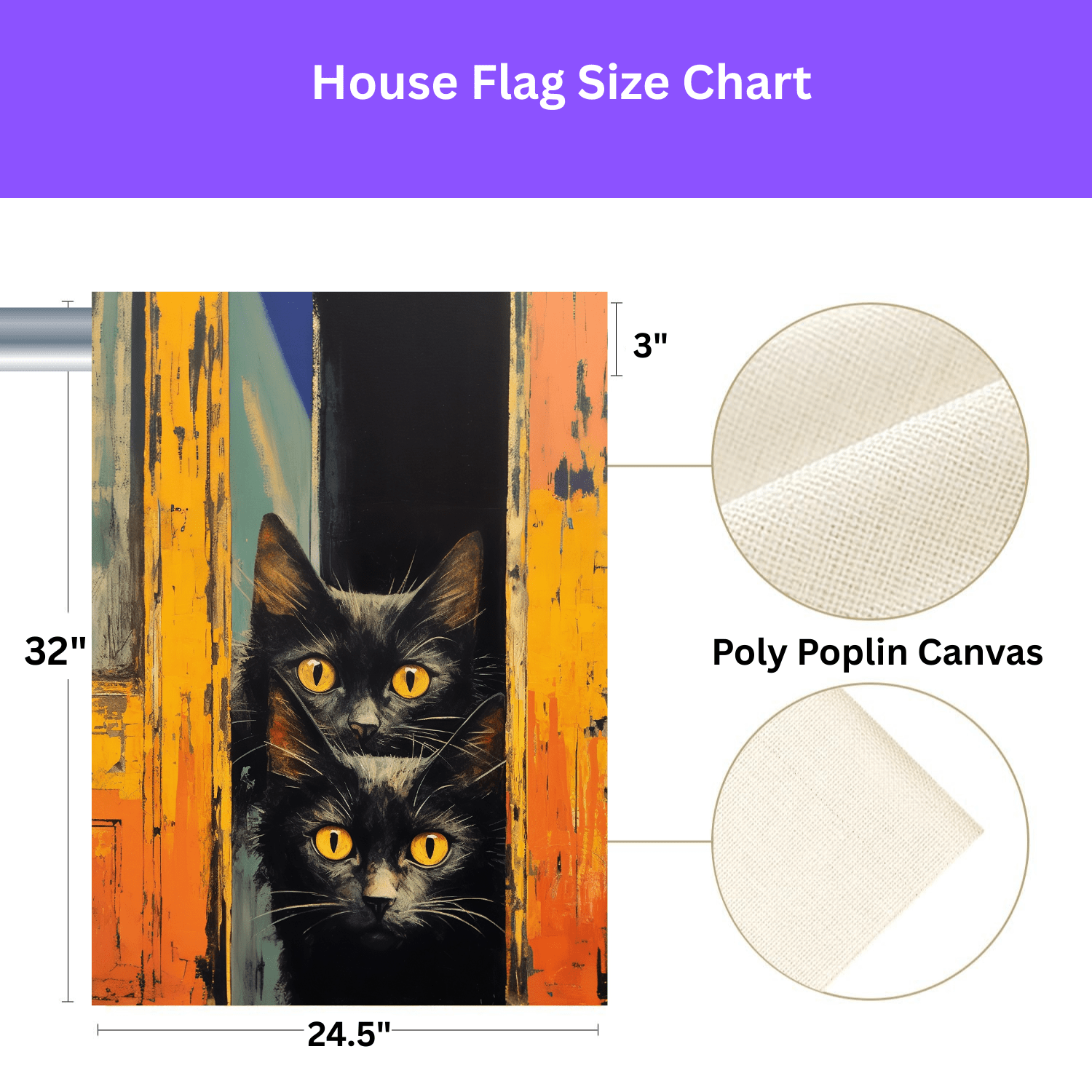 Two Yellow Eye Black Cats Garden Flag - Image 3