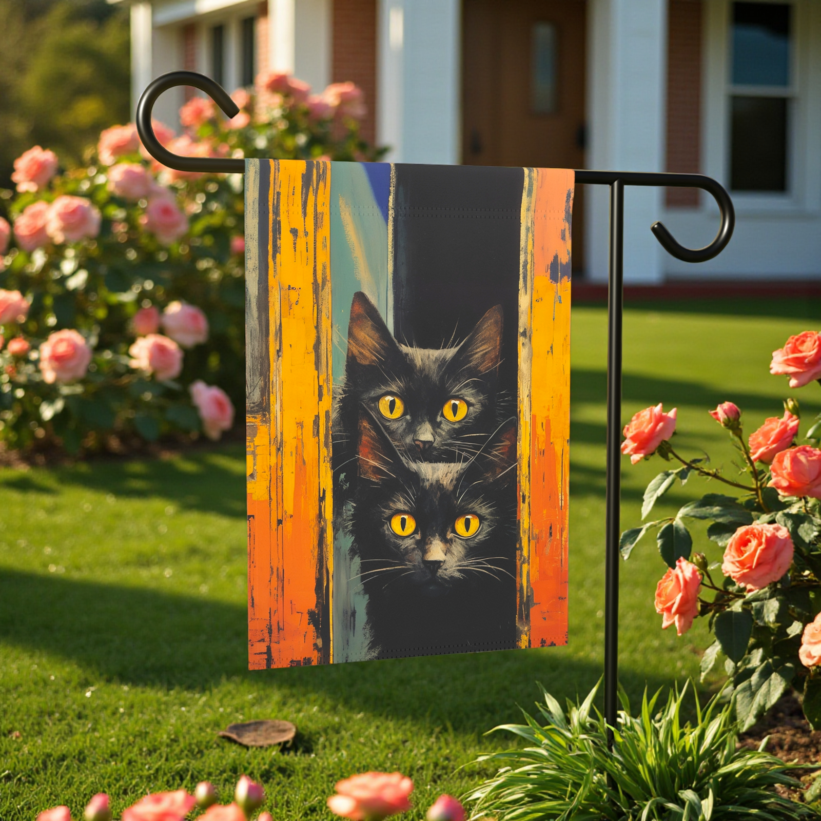 Two Yellow Eye Black Cats Garden Flag - Image 7