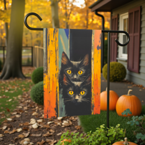 Two Yellow Eye Black Cats Garden Flag