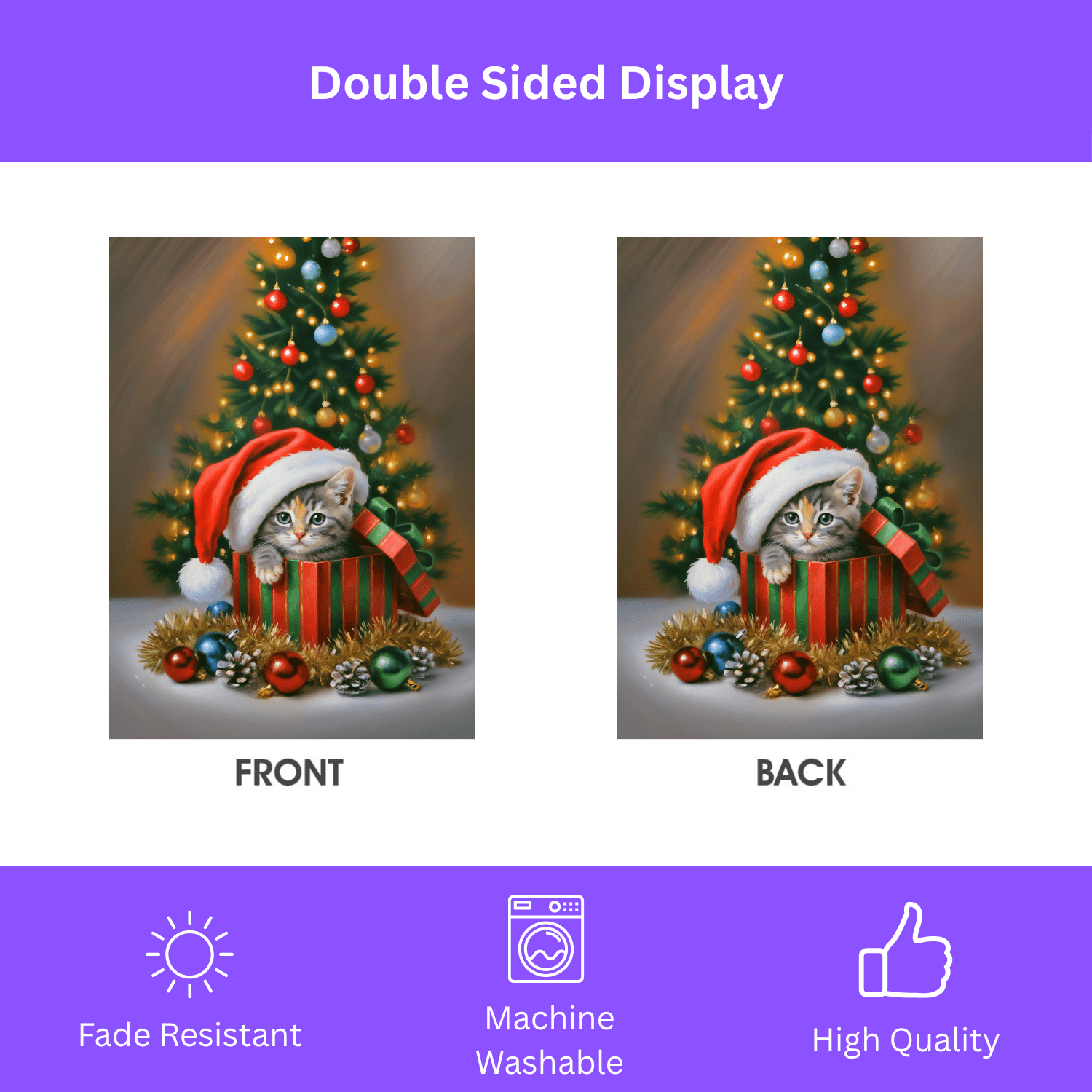 Christmas Present Kitten Garden Flag - Image 2