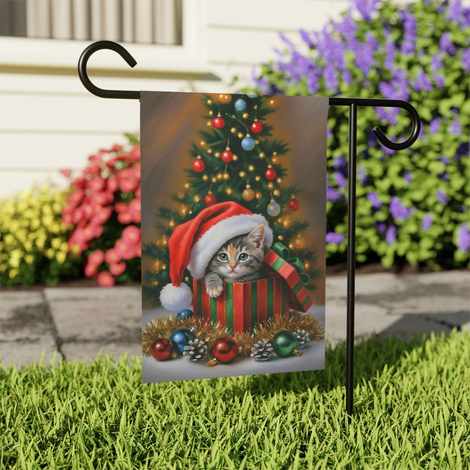 Christmas Present Kitten Garden Flag - Image 6