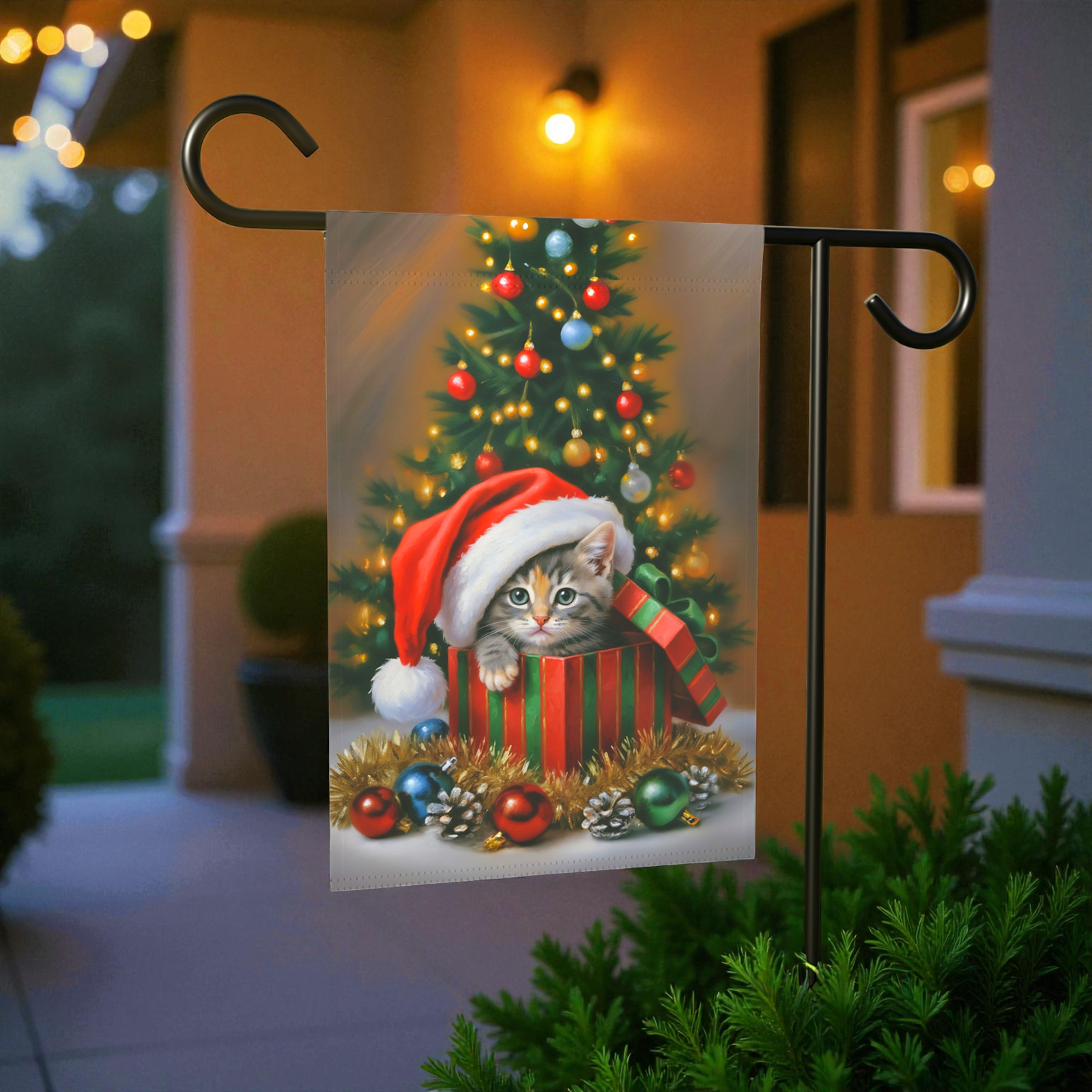Christmas Present Kitten Garden Flag - Image 5