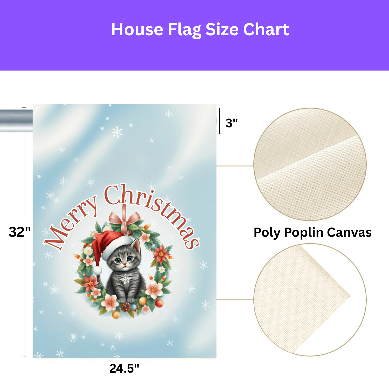 Merry Christmas Cat Wreath Garden Flag - Image 4