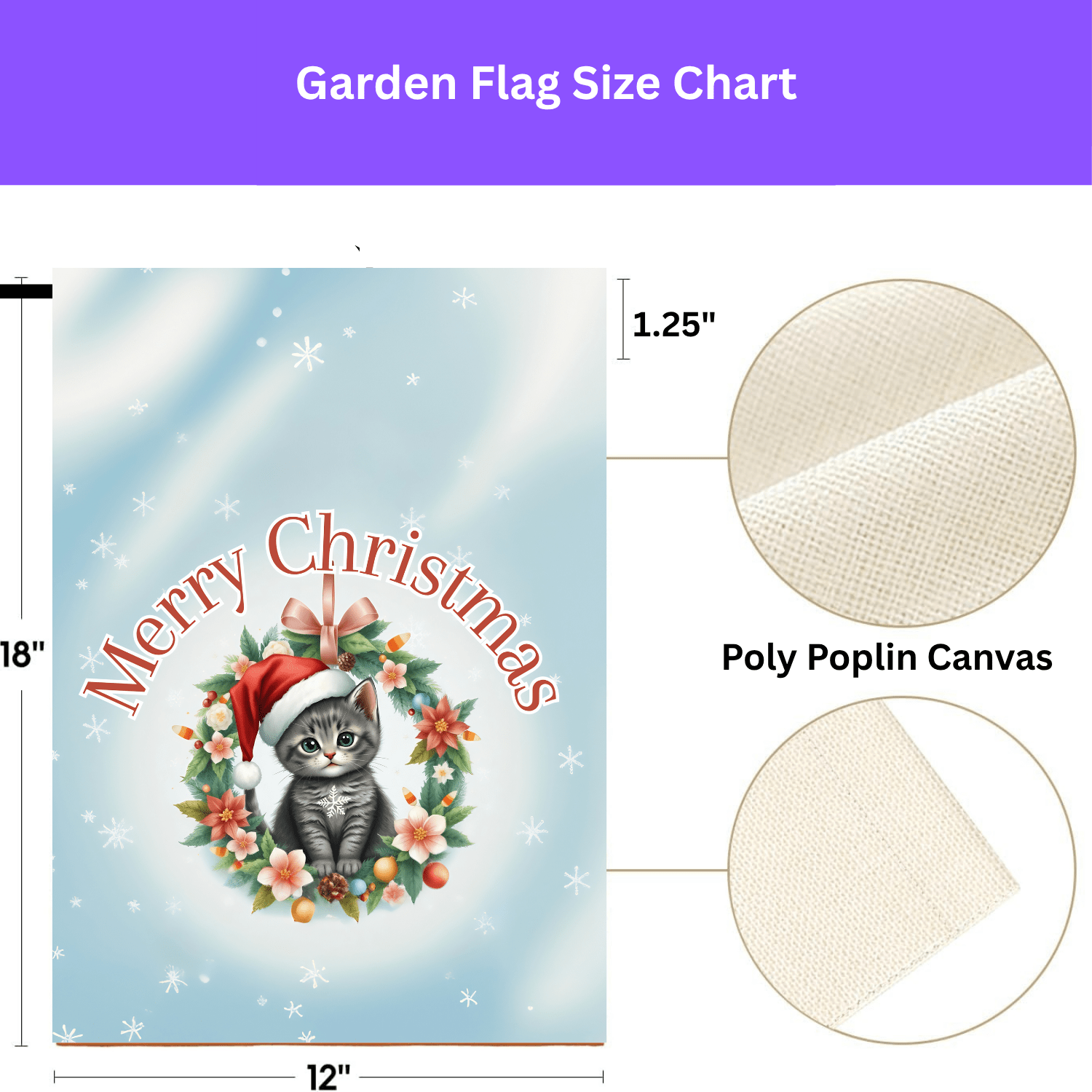 Merry Christmas Cat Wreath Garden Flag - Image 3
