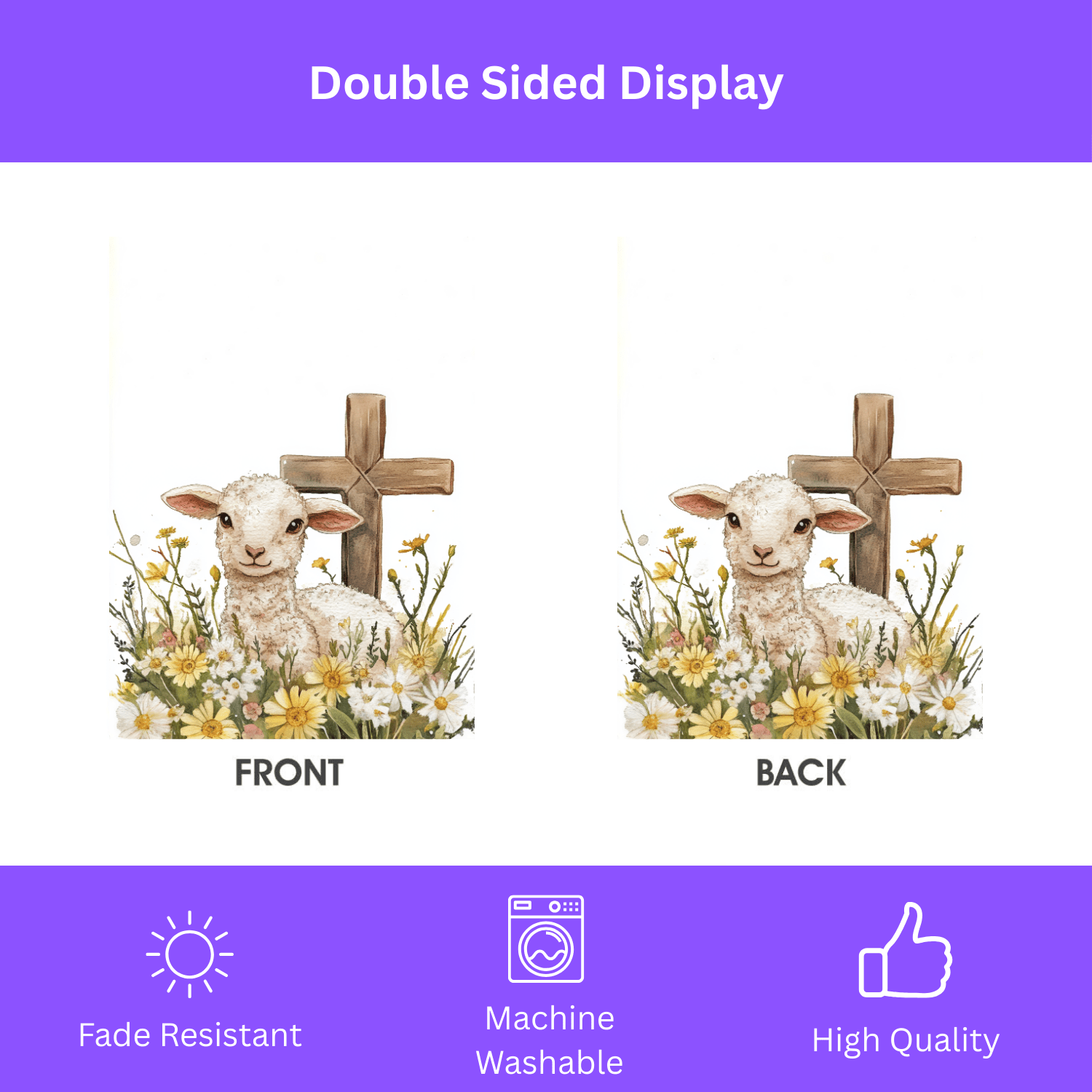 Easter Lamb and Cross Garden Flag - Image 2