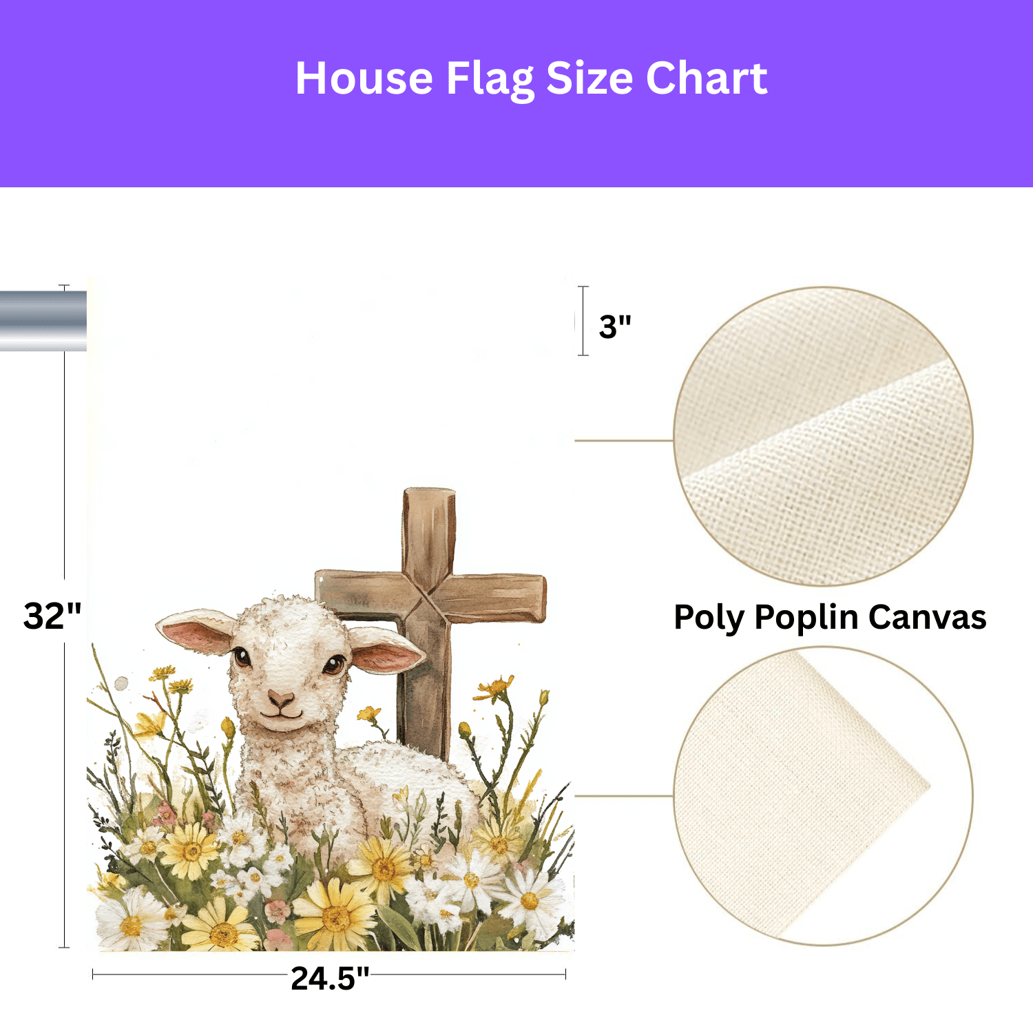 Easter Lamb and Cross Garden Flag - Image 3