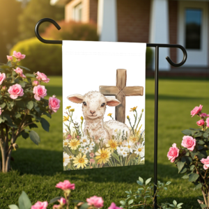 Easter Lamb and Cross Garden Flag