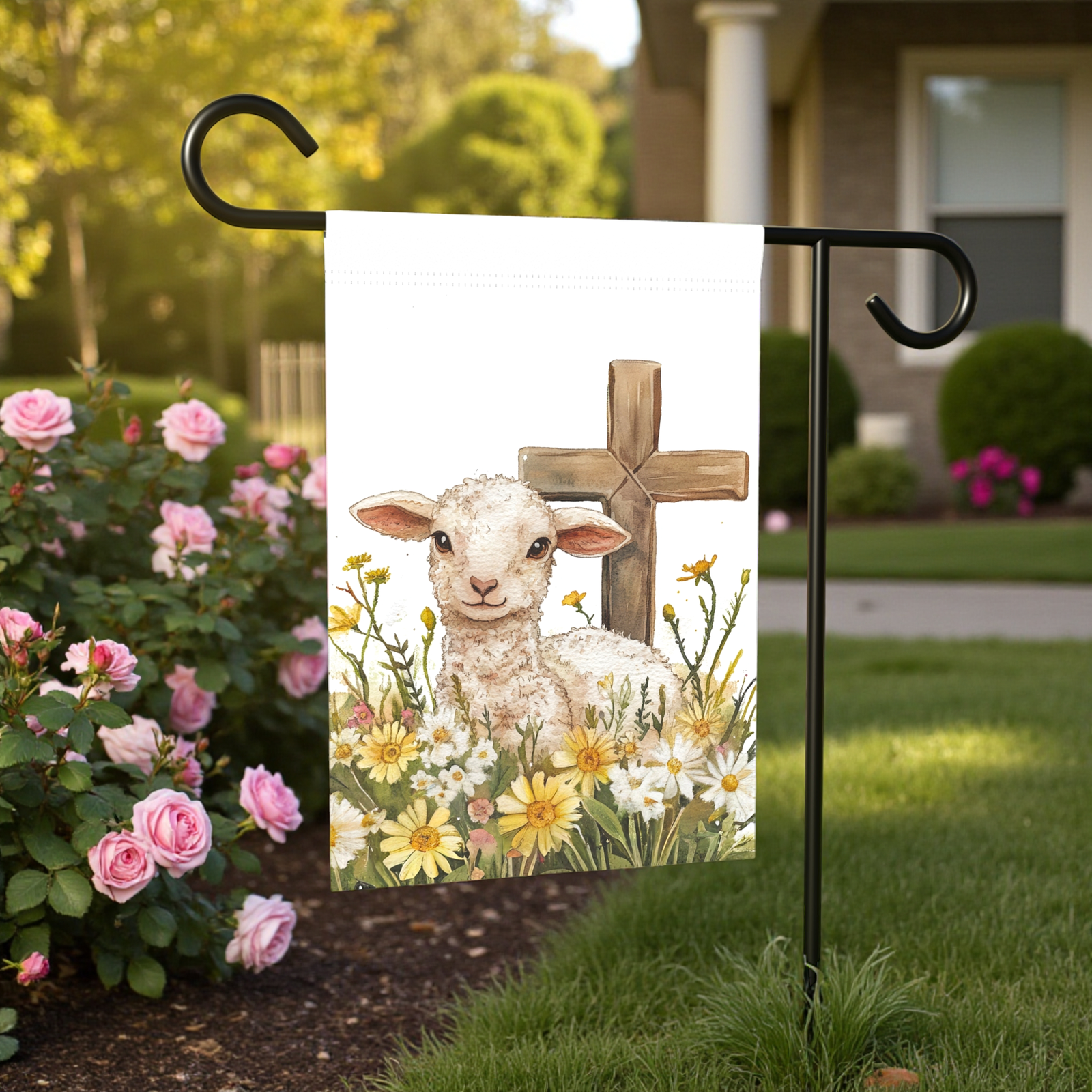 Easter Lamb and Cross Garden Flag - Image 5