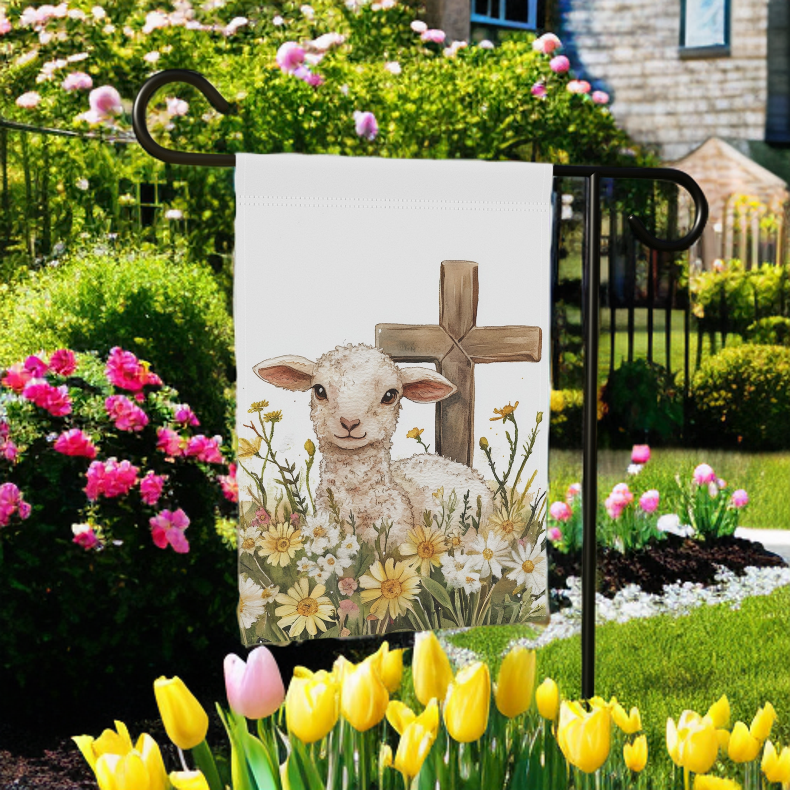 Easter Lamb and Cross Garden Flag - Image 6