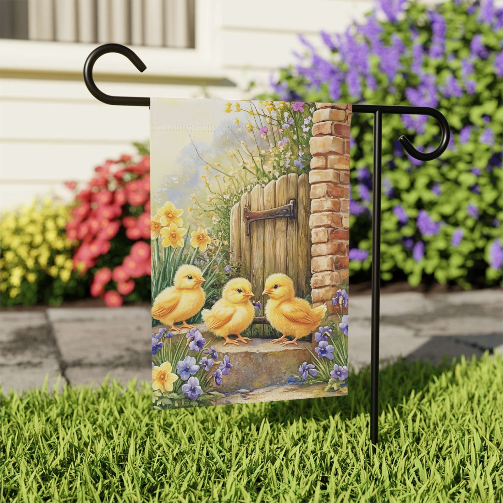 Three Yellow Chicks Garden Flag - Image 7
