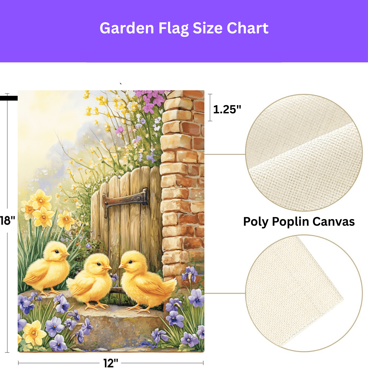 Three Yellow Chicks Garden Flag - Image 4