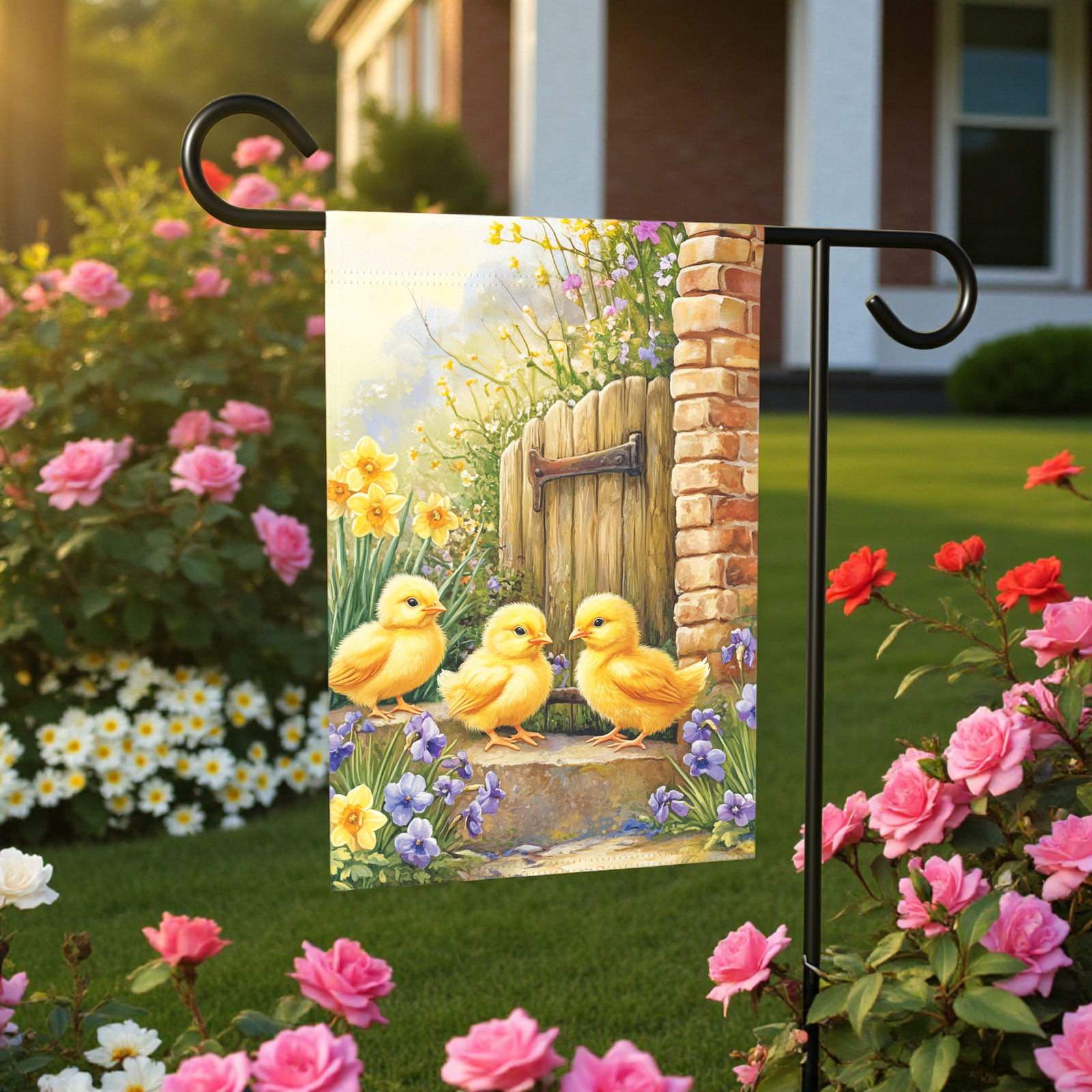 Three Yellow Chicks Garden Flag - Image 6