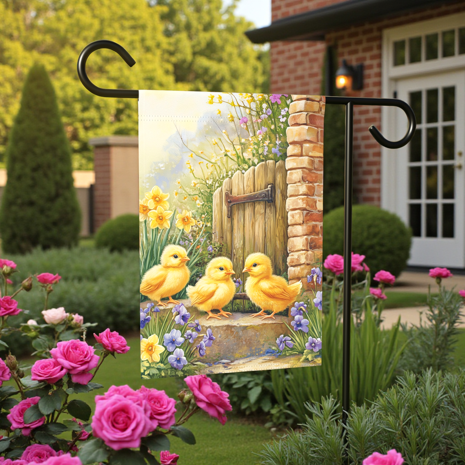 Three Yellow Chicks Garden Flag - Image 5