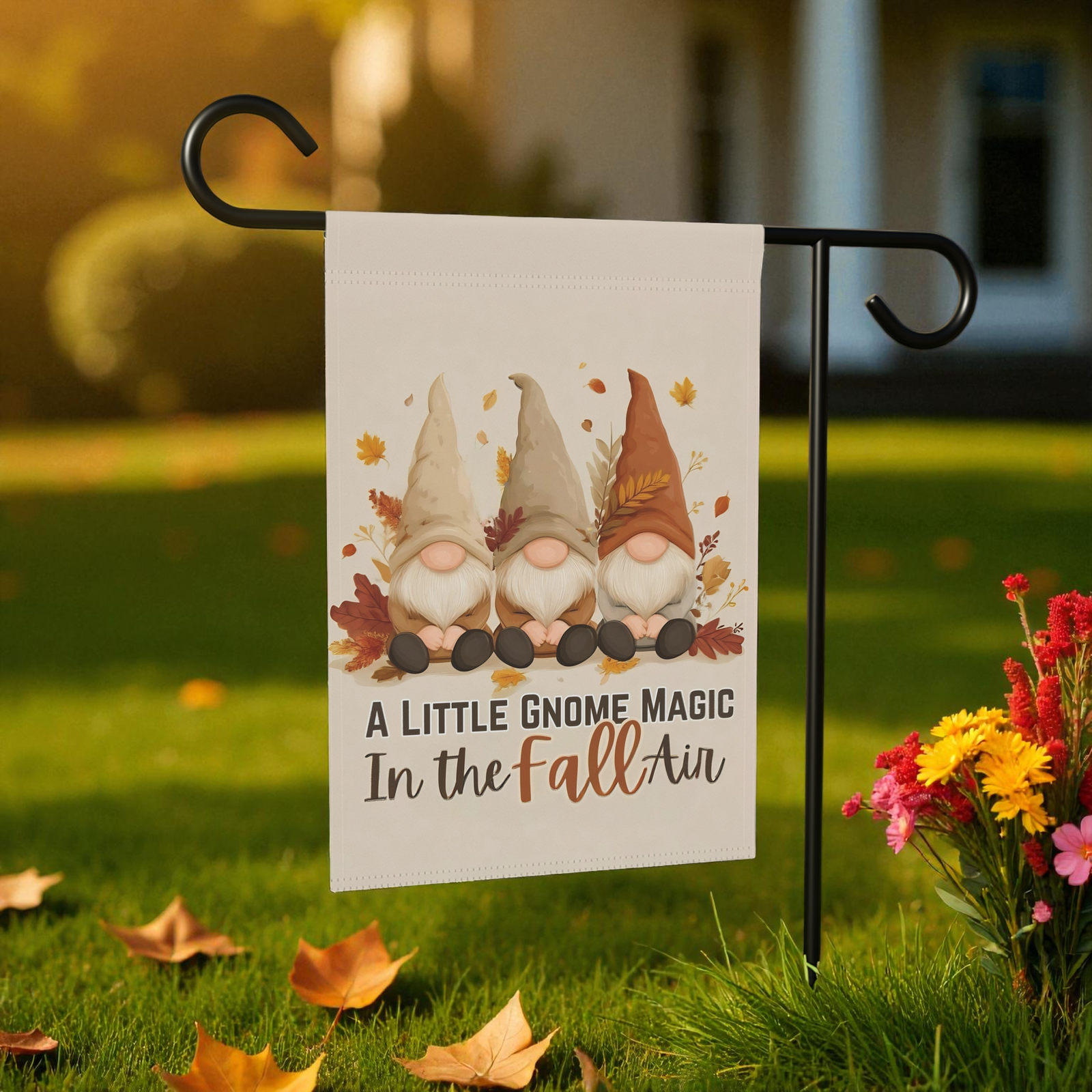 A Little Gnome Magic Fall Garden Flag