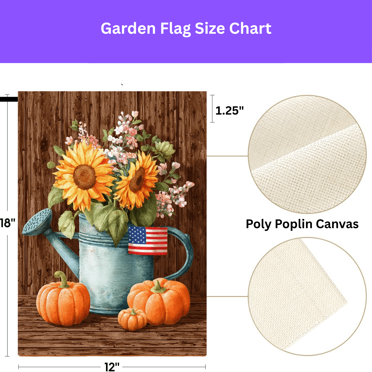 American Flag Fall Sunflower Watering Can Garden Flag - Image 4