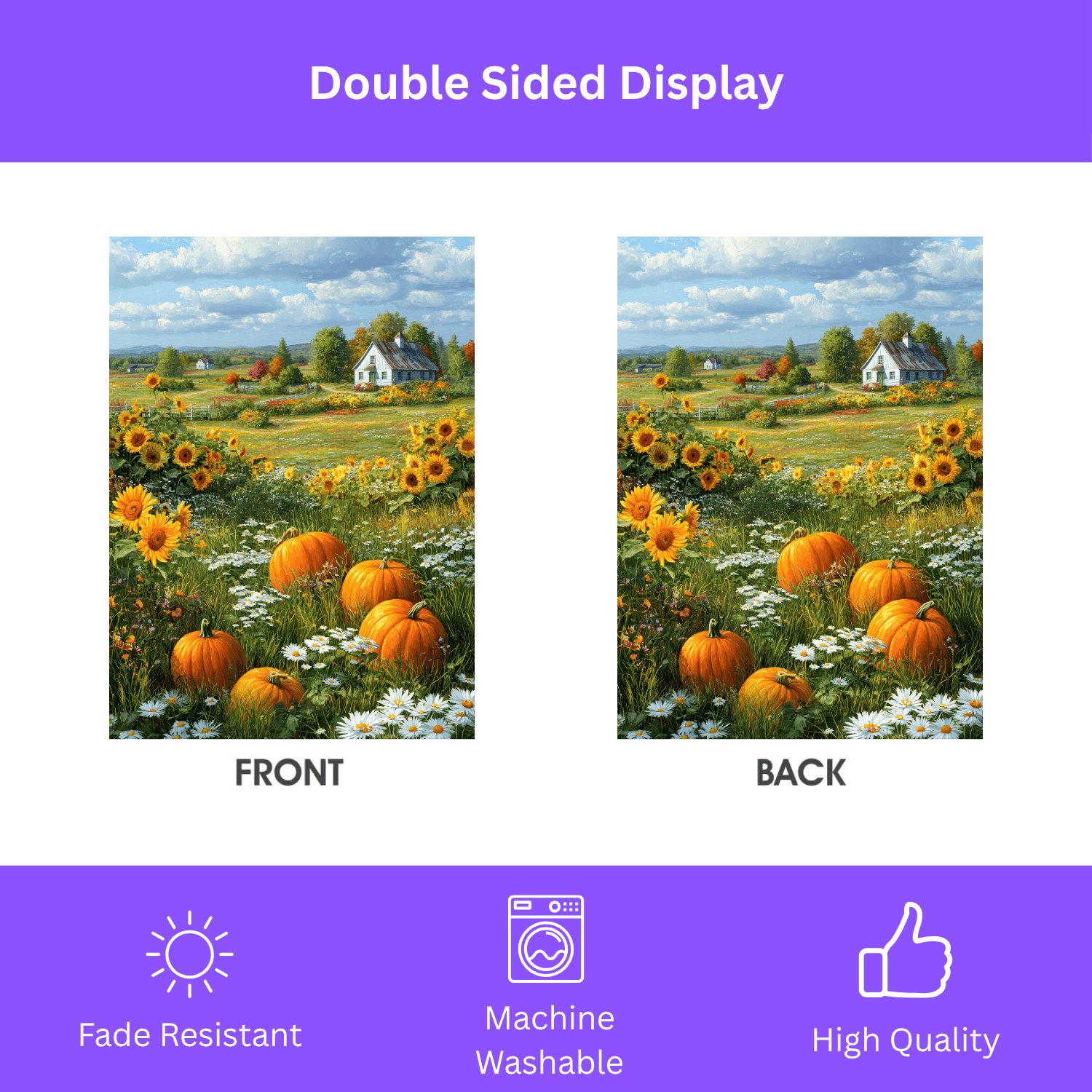 Farm Cottage Pumpkins Garden Flag - Image 2