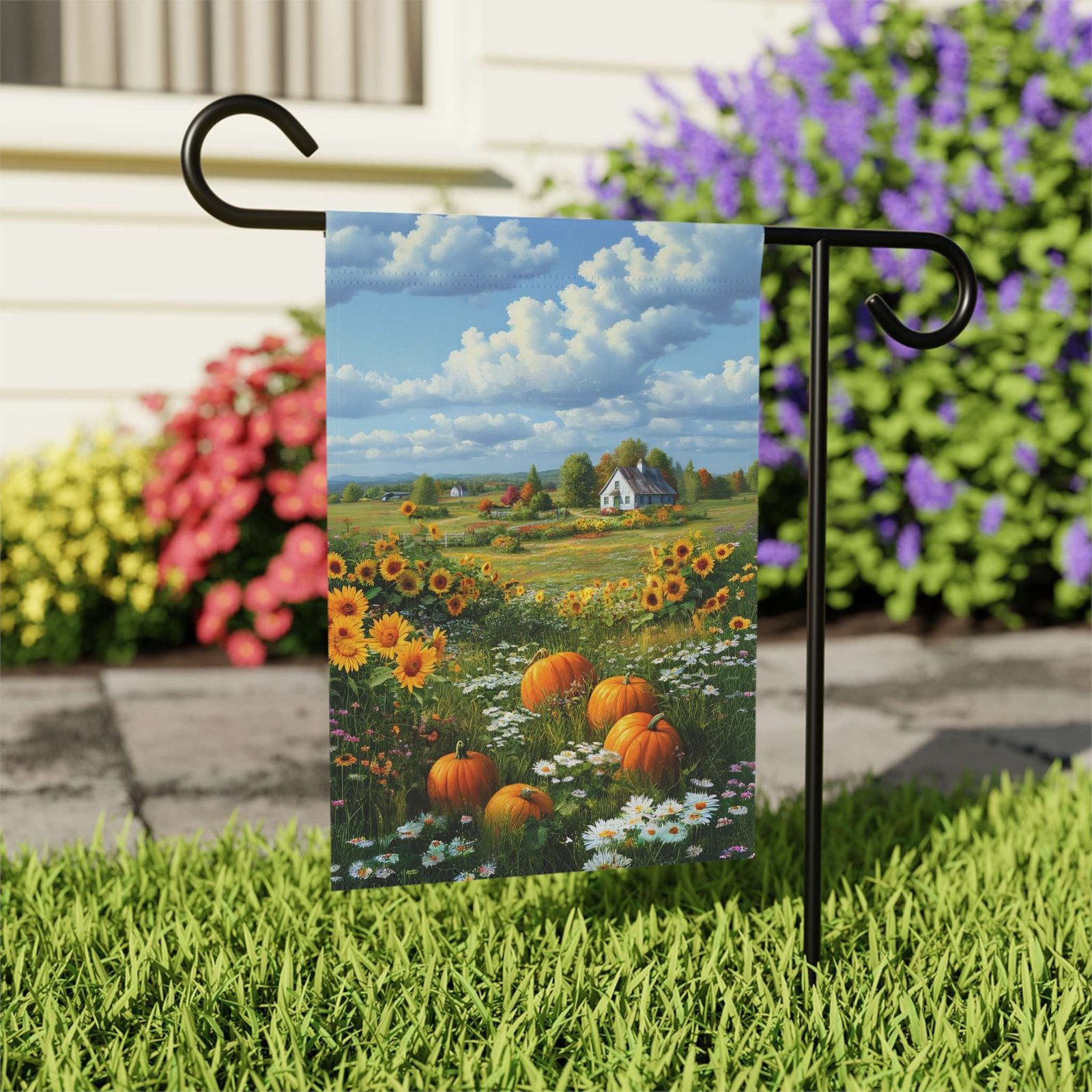 Farm Cottage Pumpkins Garden Flag - Image 7
