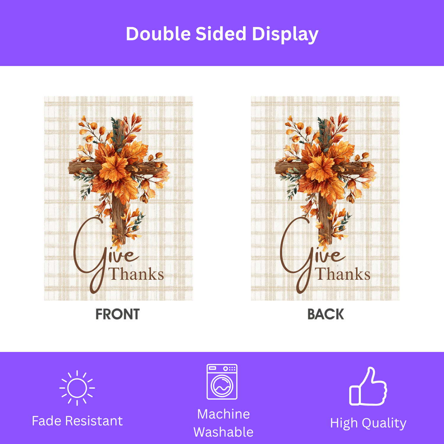 Give Thanks Autumn Cross Garden Flag - Image 2