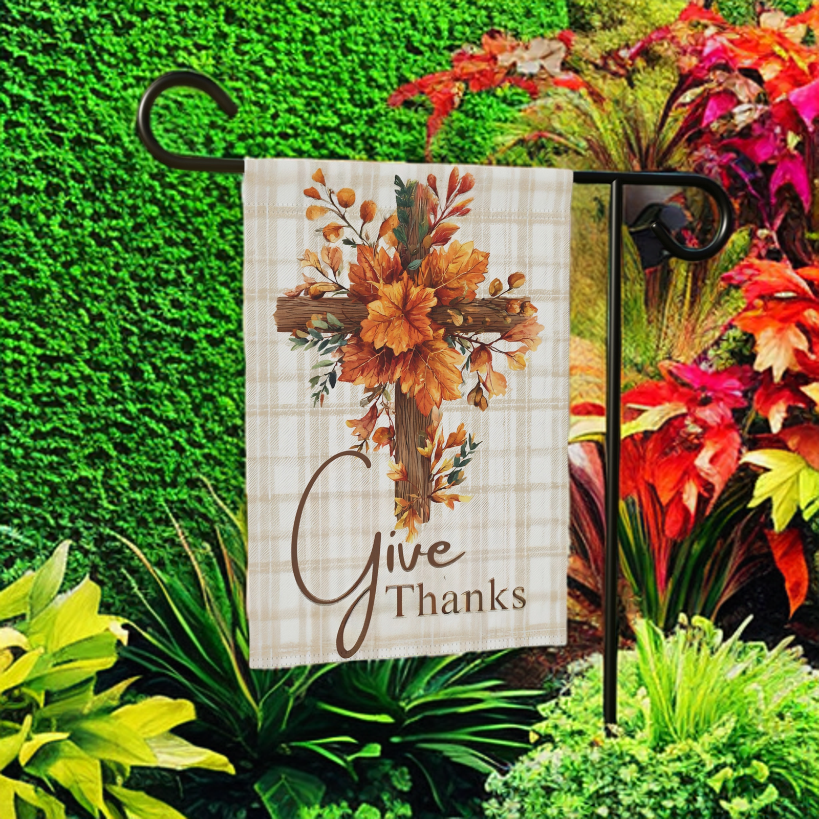 Give Thanks Autumn Cross Garden Flag - Image 5