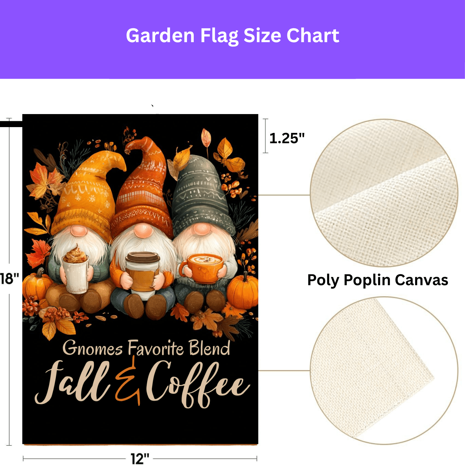 Gnomes and Coffee Fall Garden Flag - Image 4