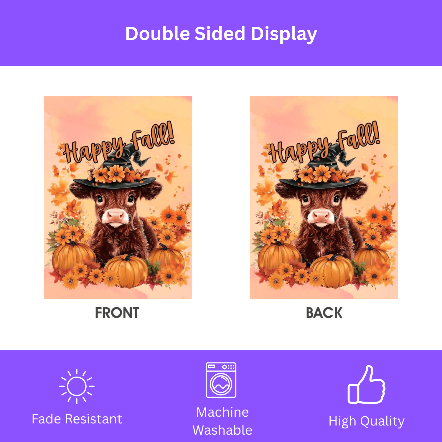 Happy Fall Calf Garden Flag - Image 2