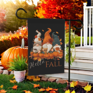 Hello Fall Gnomes Garden Flag
