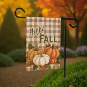 Plaid Hello Fall Garden Flag, Fall