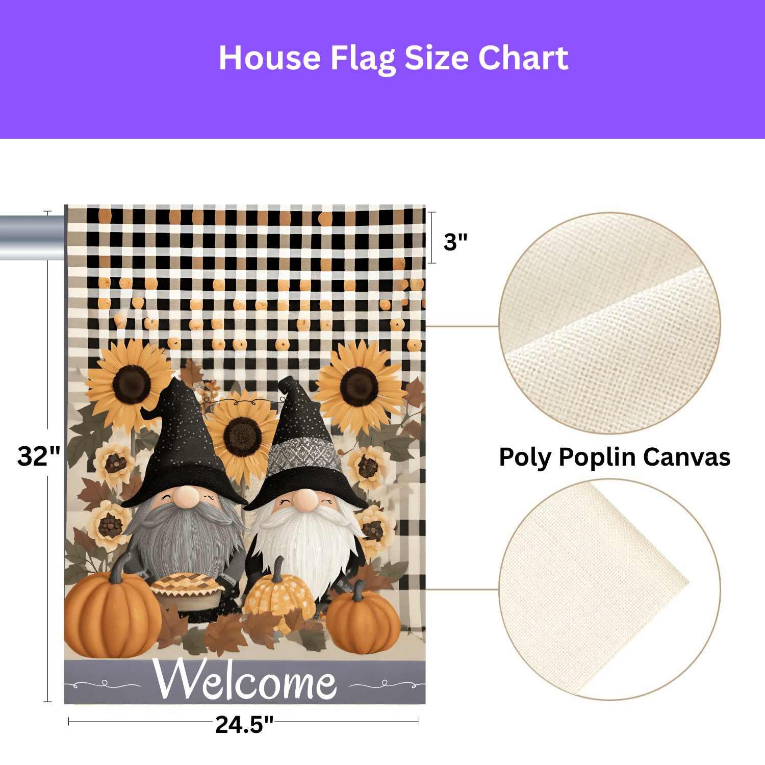 Two Autumn Gnome Welcome Garden Flag - Image 3