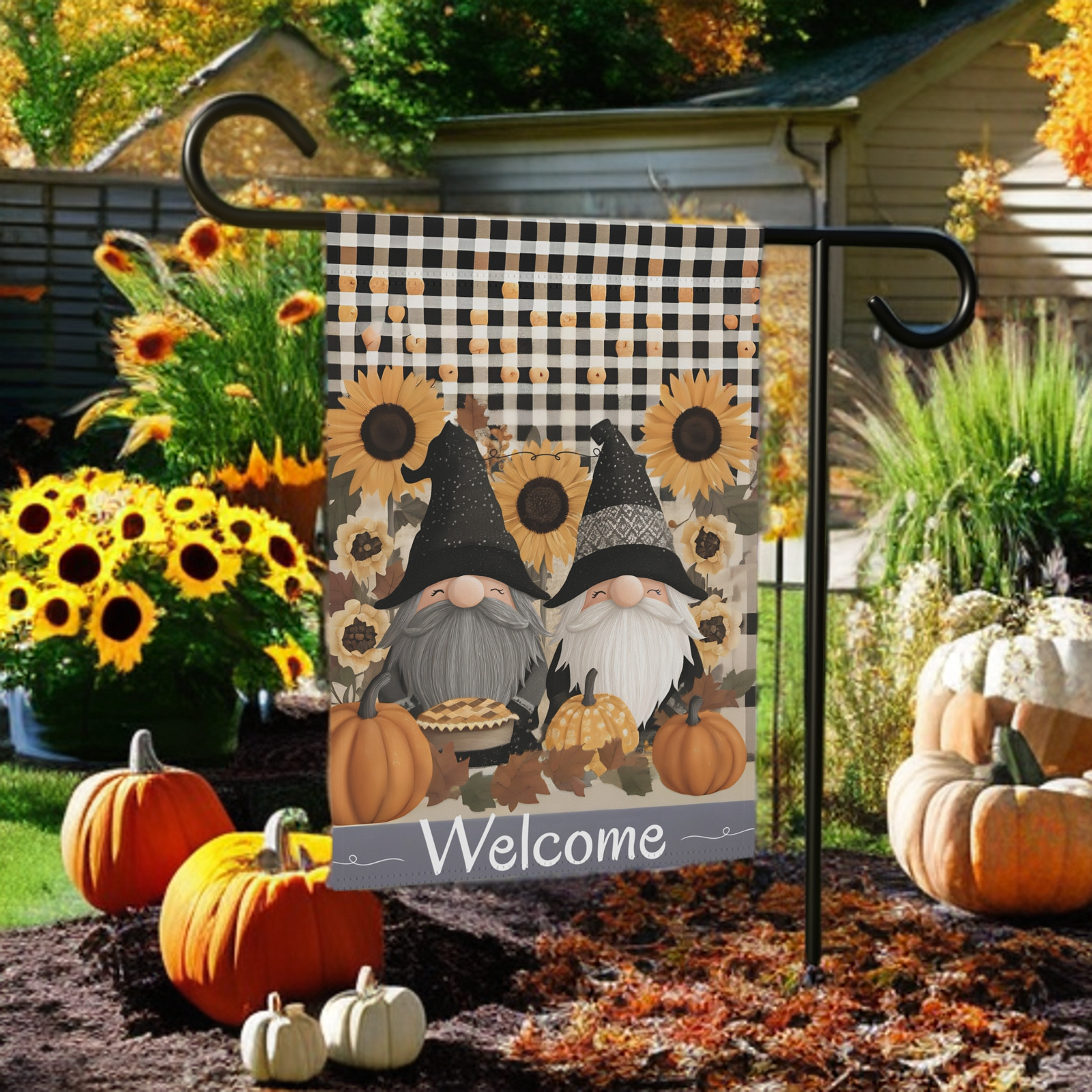 Two Autumn Gnome Welcome Garden Flag - Image 8