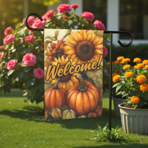 Sunflowers and Pumpkins Welcome Garden Flag