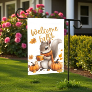 Welcome Fall Squirrel Garden Flag