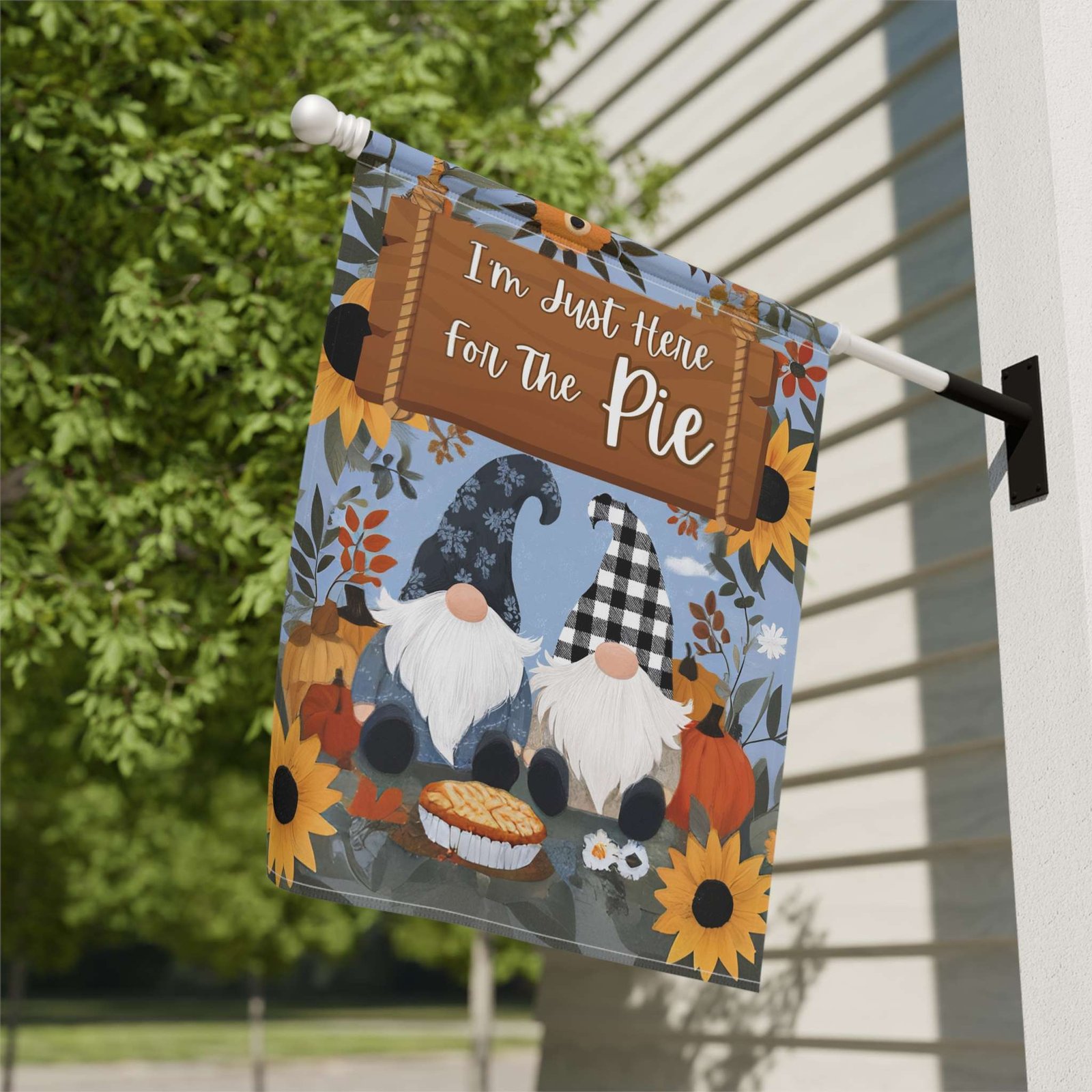 I'm Just Here For the Pie Gnome Garden Flag - Image 9