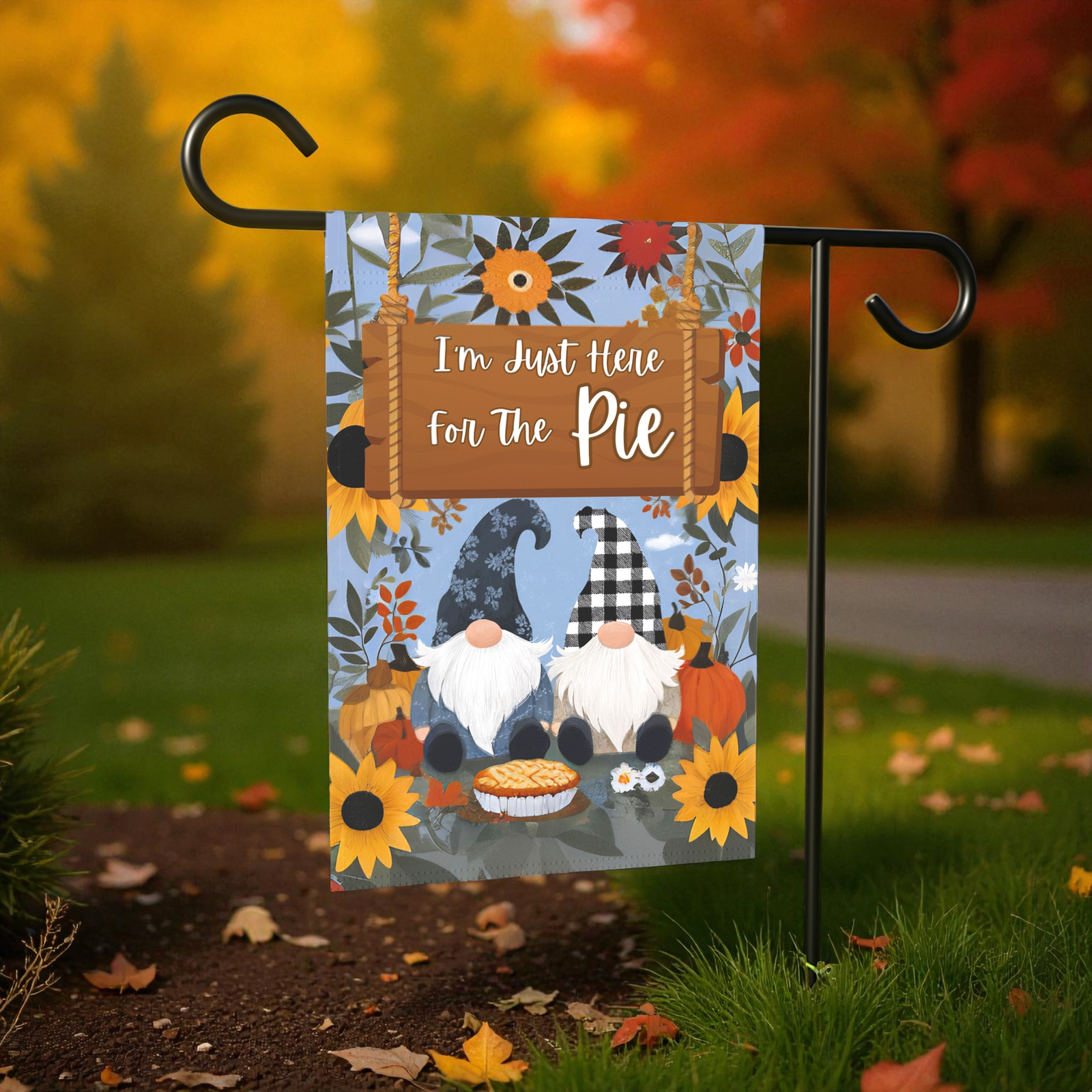 I'm Just Here For the Pie Gnome Garden Flag - Image 5