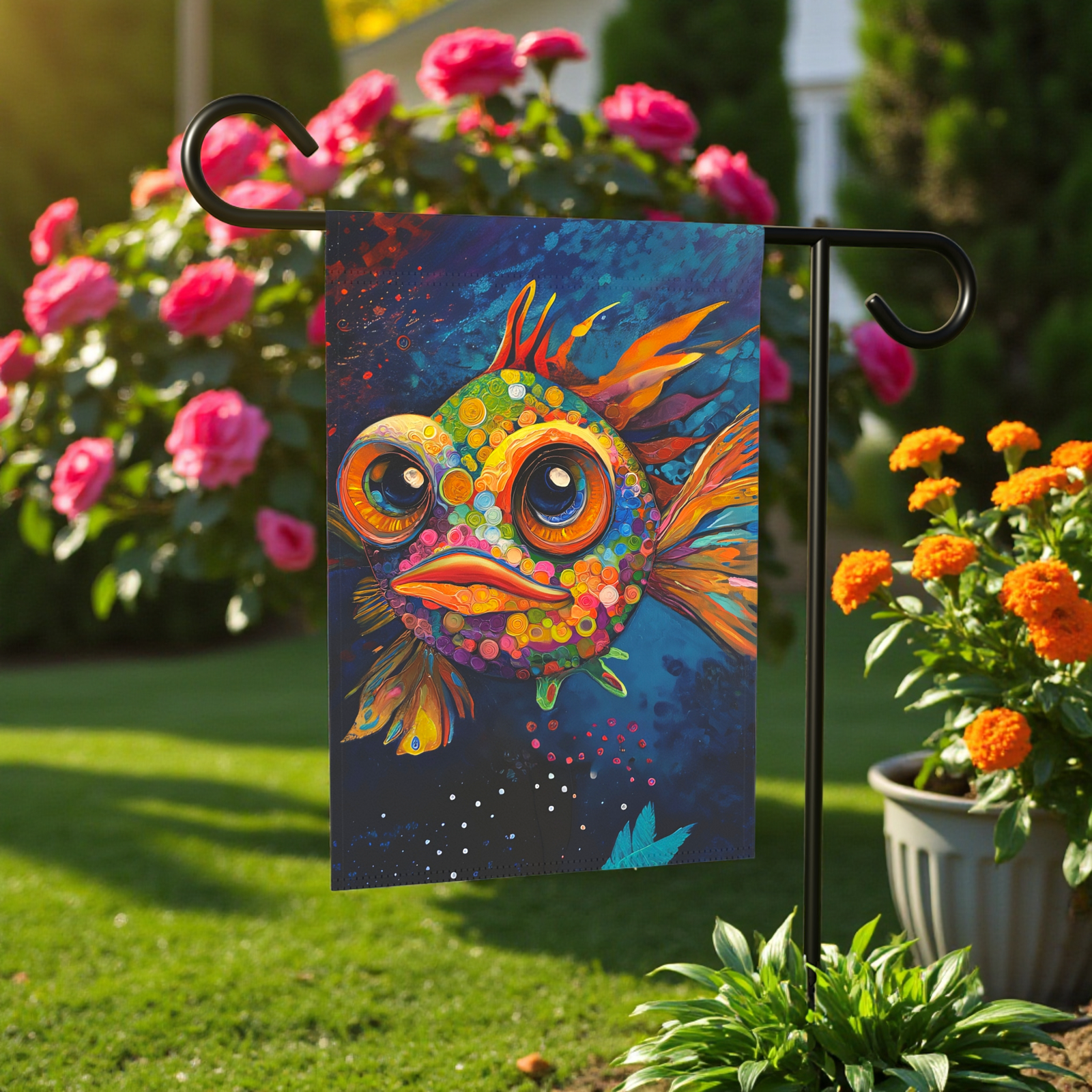 Abstract Fish Garden Flag - Image 5