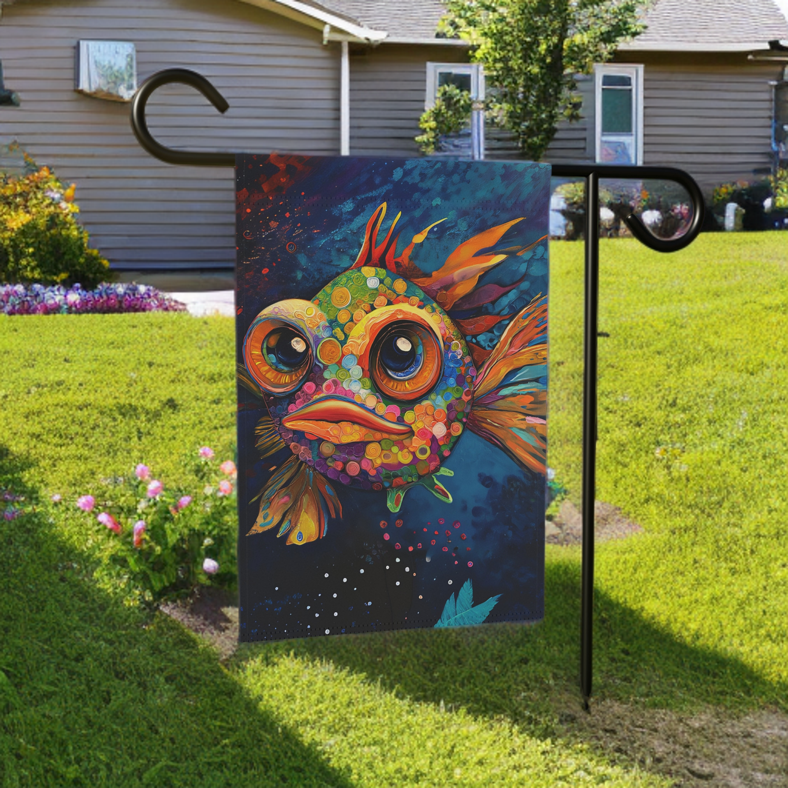 Abstract Fish Garden Flag - Image 6