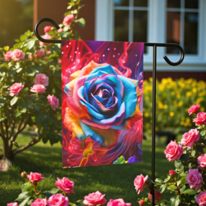 Abstract Blue Rose Garden Flag