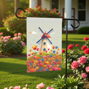 Windmill and Flowers Garden Flag