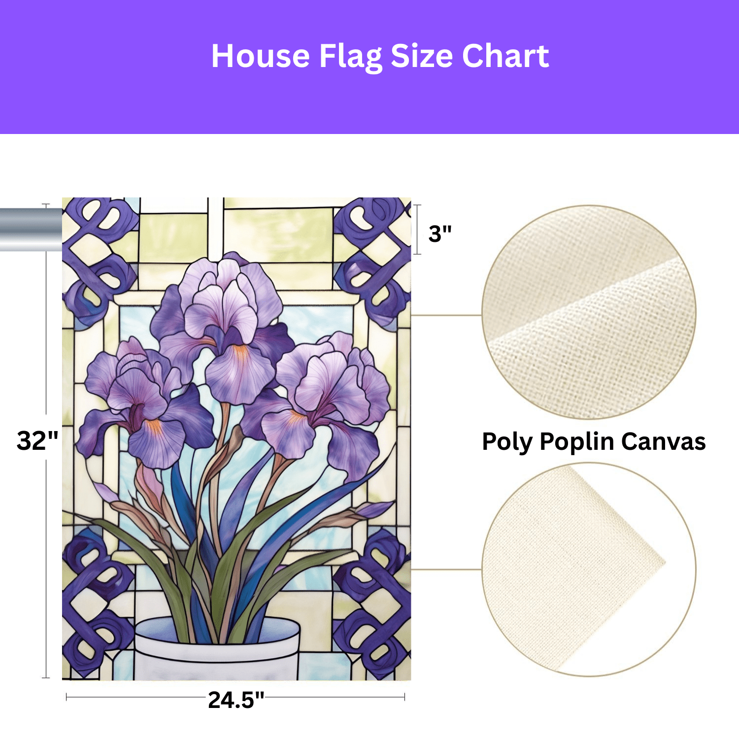 Purple Iris Garden Flag - Image 3