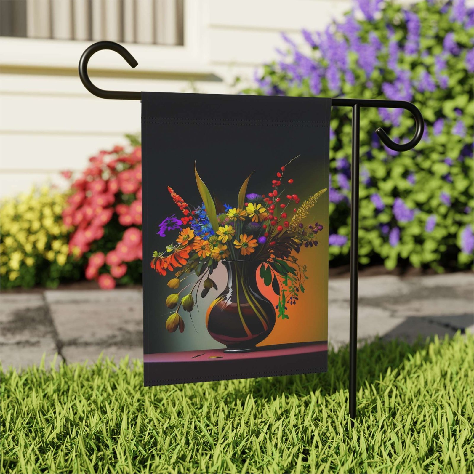 Black Vase Flowers Garden Flag - Image 7