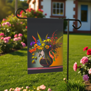 Black Vase Flowers Garden Flag