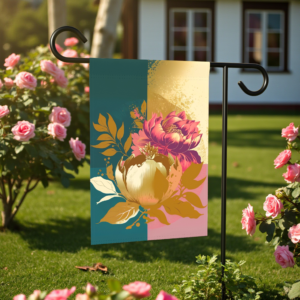 Gold and Mauve Flower Garden Flag