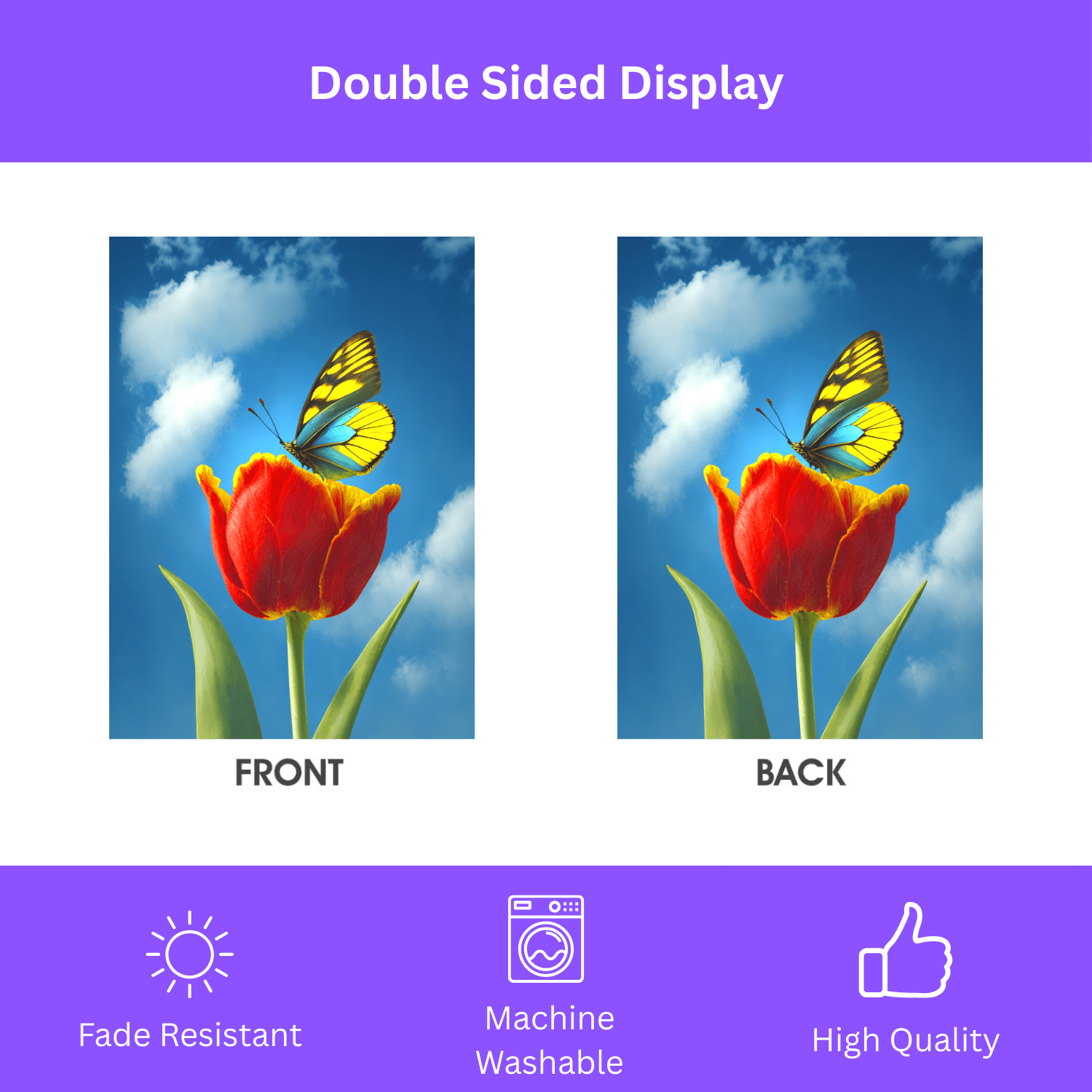 Tulips and Butterfly Garden Flag - Image 2